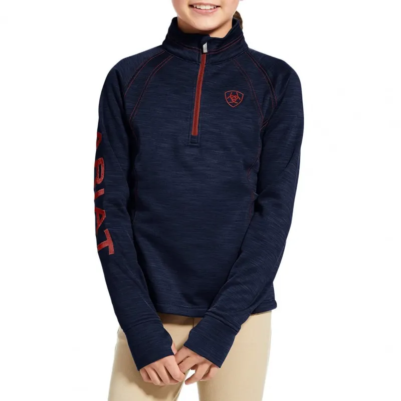 Ariat Youth Tek Team half zip Sweatshirt in Navy Heather